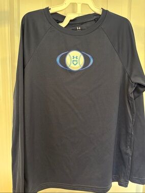 Under Armour Navy Long Sleeve Athletic Performance Tee with Blue Accent Logo